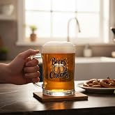 ODİ HOME B&uuml;y&uuml;k Boy Renkli Beers Cheers Baskılı Cam Bira Bardağı Beer Glass Mug 600 ml