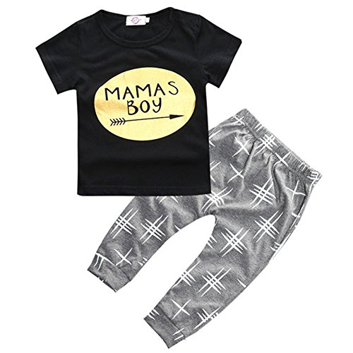 Zhuannian Baby Boys Letter Print T-shirt and Trousers Outfit (2-3Y)
