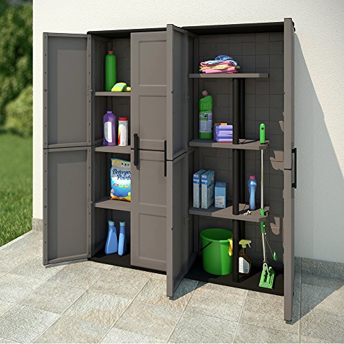 Kunststoffschrank Besenschrank 2er Set Putzmittel Schrank Kunststoff Grau - 2