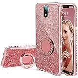 KC Glitter Round Ring Stand Transparent Silicone Back Cover for Oppo F11 Pro (Rose Gold)