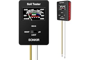 Sonkir pHmetro del Suolo, Kit di Attrezzi da Giardinaggio per Tester di umidità/Luce/PH 3-in-1 aggiornati per la Cura delle Piante, Ottimo per Giardino, Prato, Fattoria (Nero)