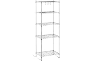 Royal Catering Étagère Métallique Modulable RCMR-1500P19 (35x55x150 cm, 5 Tablettes, Max 150 Kg, Résine D'Époxy, Gris)