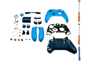 Hzxkqmil Kit Guscio Completo di Ricambio per Xbox One S/X Controller (Modello 1708), Custodia Fai da te Frontalino Coperchio Anteriore Piastre Posteriori Pulsanti Accessori (Blu)