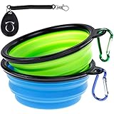 Faburo 2pc Faltbar Reisenäpfe Auslaufsicher Trinknapf Hund Unterwegs Mit Klick Training ,Silikon Fütterung Hundenäpfe