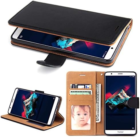 Huawei Honor 7X Case, SOWOKO Leather Wallet Flip Case Cover for Huawei Honor 7X with Stand/ Card Slots/ Magnetic Closure, Black