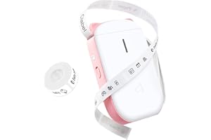 ‎CLABEL CLABEL Beschriftungsgerät Selbstklebend, 520B Thermo Tragbar Etikettiergerät Bluetooth mit Etikettenband, USB kabellos Etikettendrucker für iOS Android Zuhaus Büro Rosa