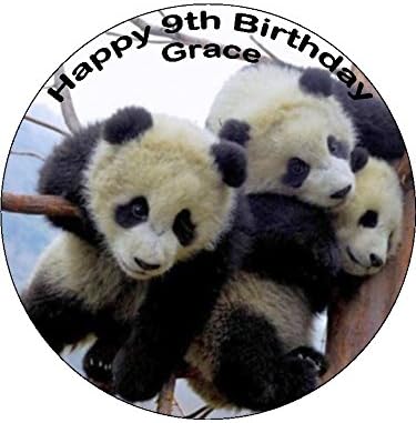 Panda Personalised Pre Cut Icing Cake Topper (7.5)