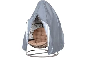 HONCENMAX Jardín Funda para Silla de Cocoon con cremallera - Cubierta para Silla Colgante - Mantén Tu Balancín De Mimbre Protegido - Impermeable Muebles Funda - Tela Oxford con forro de PVC