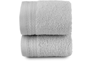 Top Towel - Premium - Grandes Serviettes de Bain - Serviettes de Bain - 2 Serviettes pour Le Visage ou Le Bidet - 30x50 cm - 100% Coton - 600 Grammes - Gris Argent