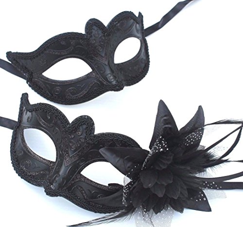 Sein und ihrs Zwei Schwarz venezianische Maskerade Partei Karneval Masken