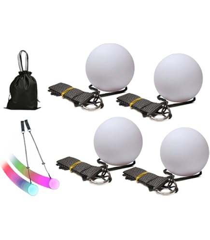 LUFEIS LED Poi Bälle Set - 2 Stück Mit Regenbogenfarben & Strobe-Effekt | Weiche Spinning Kugeln Für Einsteiger & Profis