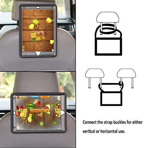 Cellular360 Apple iPad Air 2 Schock-und Drop-proof Hülle, Kopfstützen-Halterung mit einem Griff, einem Schultergurt und einem 360 Grad drehbaren Standfußdrehbaren(Apple iPad Air 2,Schulterriemen-Schwarz) - 2