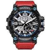 Blisfille Armbanduhr Herren Wasserdicht LED Herrenuhr Multifunktional Schwarz Blau Rot Outdoor Sportuhr Armbanduhr Automatikuhr