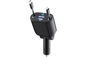 MAGJIEYX Einziehbares Auto Ladegerät, 4 in 1 Handy Autoladegerät Zigarettenanzünder(Type-C/USB-i Kabel, USB-A/C Anschluss) 62W Schnellladegerät für iPhone16/15/14/13 Pro Max Plus,Galaxy, Autozubehör