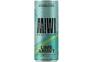 MIWI Lime & Mint, Kombucha con sabor lima y menta, 0% azúcar, 0% Alcohol, Lata 250ml