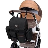 LCP Kids grosser Baby Wickel Rucksack AUSTIN 5 teilig mit Wickelunterlage Thermo Flaschenwärmetasche Kinderwagen Universal Befestigung Haken und 2in1 Windeltasche mit Feuchttuchspender - 9