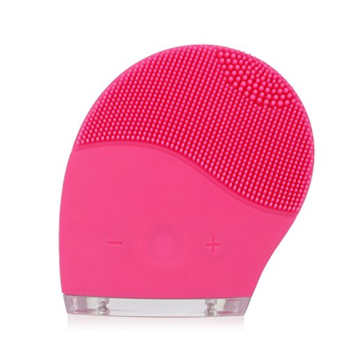HailiCare Electric Facial Cleansing Brush Natural Silicone Rechargeable Face Massager, Rose