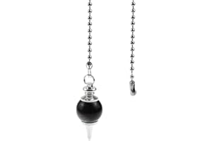 JPGhaha 2 Pcs Light Pull Chain Black Onyx Natural Stone Crystal Agates Pendulum Pendant 85cm Ball Pull Chain Extension with Connectors Fit for Ceiling Light Fan Switch Weight Blind Pull Cord Bathroom