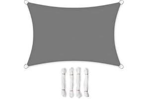 SONGMICS Markiza 3 x 4 m, wodoodporna o słupie wody 665 mm, osłona przeciwsłoneczna z odpornego na rozdarcia poliestru, ochrona UV 93%, taras, balkon, prostokątna, liny 2 m, dymny szary GSH34GYV1