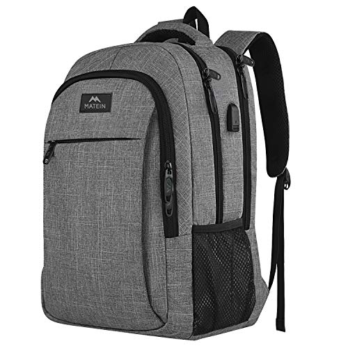 Sac à Dos de Voyage d'ordinateur Portable, Sac à Dos d'USB pour des Femmes, des Hommes, adapte à l'ordinateur Portable de 15,6 Pouces et à l'ordinateur Portable-Gris