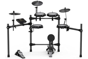 NUX DM-210 Digitales Drumkit, digitales Drumset mit Mesh Heads (Dual-Triggering-Technologie, Aux-In, Bluetooth, Coach-Funktion, USB-Anschluss für MIDI und Sound-Library, Kopfhörerausgang), Schwarz