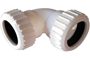 SHMOX Waste Compression 90 Degree Bend Elbow - White 90 Degree 32mm Waste Knuckle Pushfit (Pack of 2)