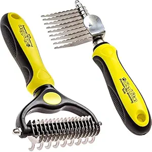 ShedTitan Pet Grooming Tools Value Bundle - 2 Sided Undercoat Rake & Long Teeth Dematting Comb for Dog, Cat, Horse - Easy & Safe Detangler, Dematter, Deshedder, Matt Breaker for Long & Medium Hair