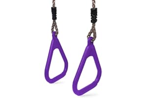 HIKS® Set of 2 Purple Adjustable Gym Rings for Childrens Kids Climbing Frames and Swings