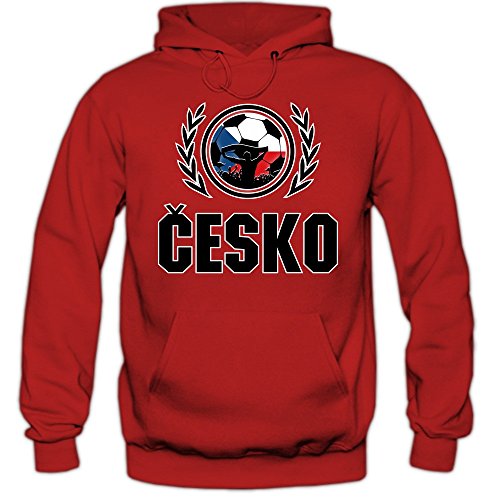 Shirt Happenz Tschechien WM 2018#2 Hoody | Fußball | Herren | Trikot | Nationalmannschaft, Farbe:Rot (Red F421);Größe:L