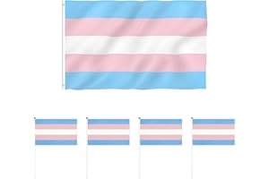 BEIIEB Baner Pride Transgender, dekoracja, z 4 szt. flagami machającymi ręką, poliestrowy baner LGBT Pride z mosiężnymi przelotkami na świąteczne taczki, dekoracje imprezowe do wewnątrz i na zewnątrz (150 x 90 cm) (styl A)