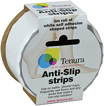 Tenura Peel Off Anti Slip White Strips for Baths, Shower Floors 200x20mm Pack of 30