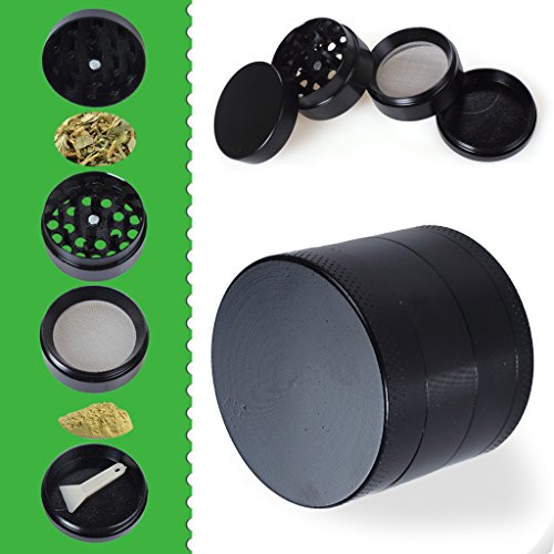 edealing (TM) Mini 4 Schichten Legierung Metall Tabak Crusher Hand Muller Smoke Herbal-Kraut-Schleifer (Schwarz) - 8