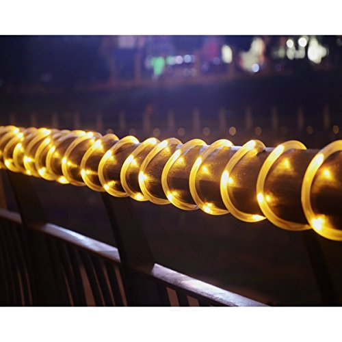 LE 5m Solar Lichtschlauch Lichterkette IP55 Wasserdicht Solarlichterkette 1,2V Außenlichterkette Schlauchlicht Weihnachtsbeleuchtung Beleuchtung für Hochzeit Party (Warmweiß) - 2