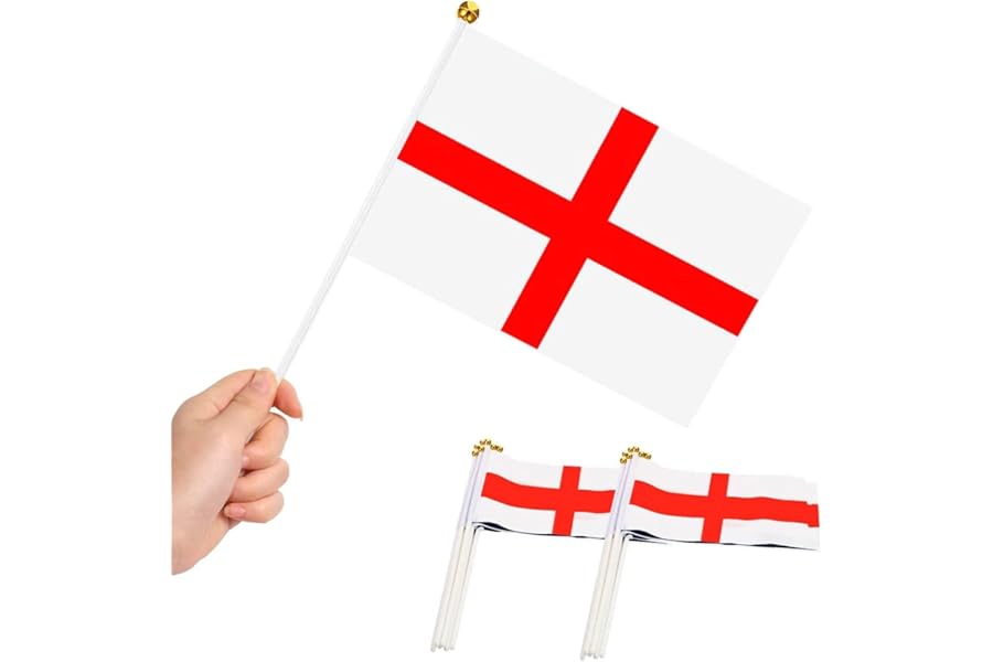 10Pcs St George Hand Flags England Hand Waving Fabric Mini English Flags For Rugby Cricket World Cup Royal Event Support Country