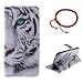 Produktbild iPhone 6 Plus / 6S Plus Hülle Muster, GOCDLJ Ultra Thin PU Leder Flip Cover Tasche Ledertasche Handytasche Schutzhülle für iPhone 6 Plus / 6S Plus Buchstil Handyhülle Protective Case Etui Bumper Schale Wallet Vollständig Schützende mit Magnetverschluss Ständerfunktion ID Karte Slots Pouch Soft Silikon Backcover Rückseite shell Kunstlederhülle iPhone 6 Plus / 6S Plus + Chinesischer Stil Rote Armbänder Design Weißer Tiger