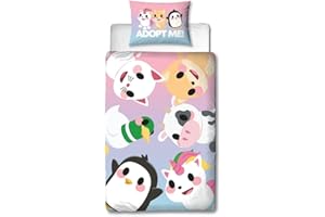 Character World Set copripiumino singolo ufficiale Adopt Me | Il miglior design reversibile su 2 lati con federe coordinate set per letto singolo | in policotone