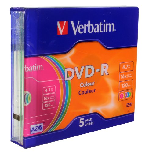 Verbatim DVD-R Advanced AZO + 16x Speed Colour Surface 5er Pack Slim Case DVD-Rohlinge