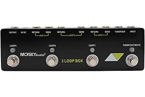 HEIBTENY Gitarren Effektpedal Looper mit Tuner Funktion True Bypass Unbegrenzte Aufnahmezeit Mehrfache Looping Möglichkeiten Für MOSKYaudio 3 Loop Box 230 x 70 x 36 mm