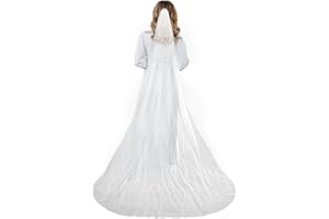 Amaxiu Long Bride Wedding Veil - 118 Inch Cathedral Length Bridal Polyester Floor Veil, 1 Tier Drop With Alloy Comb