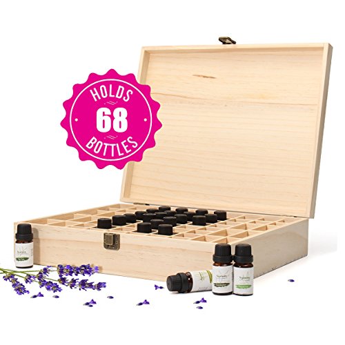 Ätherische Öl Box Essential Oil Organizer aus Holz 68 Fächer für Ätherische Öle Flaschen Schachtel 35×28×8 cm