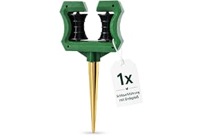 com-four® Slangguide för trädgårdsslang med markspik och rullar