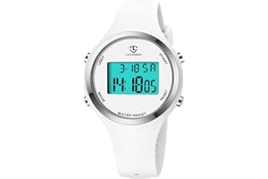 aswan watch Digitaluhr für Damen mit Wecker,Stoppuhr,LED Licht,Datum-Casual Armbanduhr mit Silikonarmband