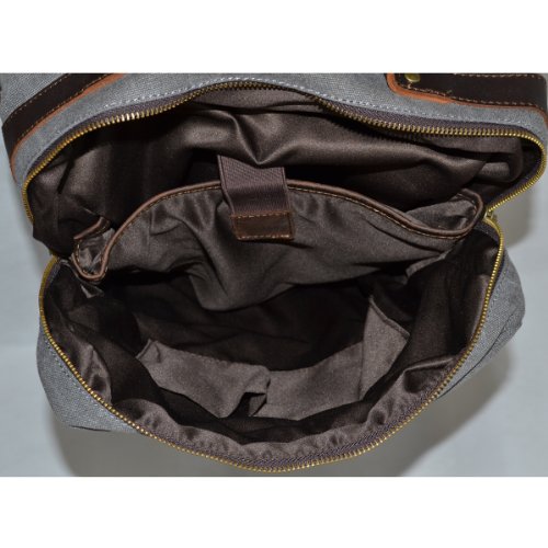 Vintage Rucksack,Estarer Canvas Leder Daypack/Laptoprucksack 15 Zoll Dunkel Grau - 5