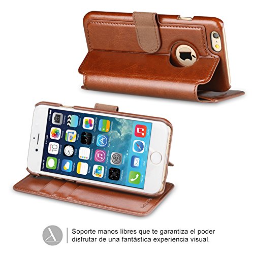 OCASE Funda iPhone 6 Fundas iPhone 6S Slim Case de Estilo Billetera con Protector de Pantalla de Vidrio Templado  Soporte Plegable  Ranuras para Tarjetas y Billetes  Broche Magn  tico