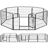 WOLTU HT2031m1 Welpenauslauf Absperrgitter Welpenzaun Freigehege Laufgitter Hunde Welpen 8 Elemente Metall 61x77cm - 2