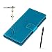 Produktbild LG V10 Hülle, LG V10 Schutzhülle, Alfort 3 in 1 Lederhülle Fashion Design Premium PU Leder Hohe Qualität Tasche Case Cover Kasten Abdeckung Wallet für LG V10 5.7" Smartphone Funktion Standfunktion Unterstützte Telefone und Magnetverschluss mit Schmetterling ( Blau ) + Alfort Schwarz Stylus Pen + Netter Staub Stecker