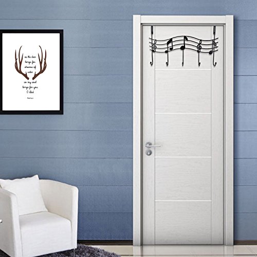 Vintage Musik Türgarderobe Hakenleiste Garderobenleiste Stahl glanz Chrom mit 5 Haken (Schwarz) - 3