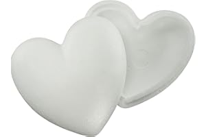 MCE-Commerce A3701501 Lot de 2 cœurs en polystyrène de 15 cm pour bricolage et décoration, blanc