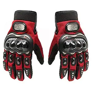 Probiker Full Finger Gloves for Bikers (Red, L)