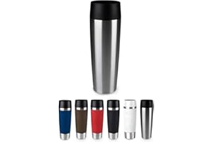 Emsa 515614 Travel Mug Classic Grande, 500ml , Thermobecher , Isolierbecher , hält 6h heiß , 12h kalt , auslaufsicher , Easy Quick-Press-Verschluss , 360°-Trinköffnung , Edelstahl